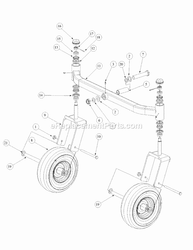 Front Caster Assembly Diagram and Parts List for M60-KH 53AB5BAX150 Cub Cadet Sprayer